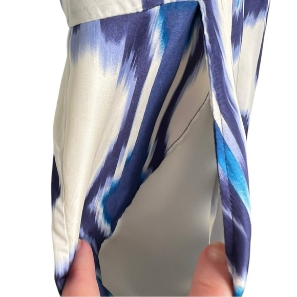 Banana Republic Silk Blue Ivory Tribal Ikat Crisscross Sheath Slip Dress NEW - Picture 11 of 16